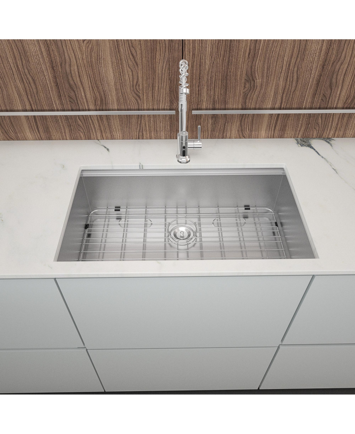 flynama 30x19x9inch 16 Gauge 304 Stainless Steel Undermount Single Bowl Ledge Workstation Kitchen Sink with Full Accessories