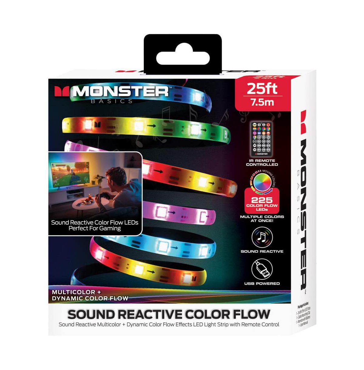 Monster Cable 25-Ft Ir Remote Controlled Rgb-ic Led Indoor Light Strip with Dynamic Color Flow and Sound Reactive Effects