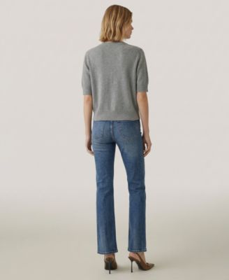 Women's Striped V-Neck Button-Front Cardigan