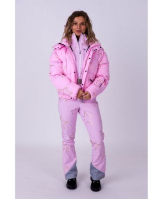 Women's Pink with Stars Chic Puffer Jacket
