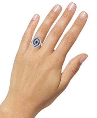Sapphire (7/8 ct. t.w.) & Diamond (1/3 ct. t.w.) Ring in 14k White Gold (Also Available in Ruby & Emerald)