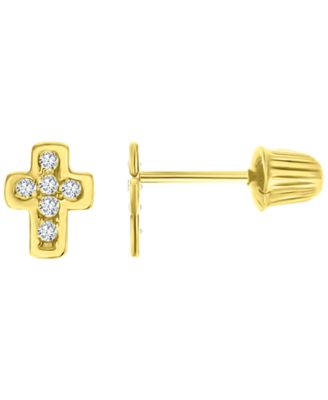 Micropave Cross Stud Earrings