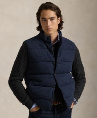 Men's Herringbone Print Estate Mock-Neck Rib Vest