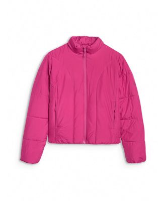 Women's down jacket with synthetic filling - pink