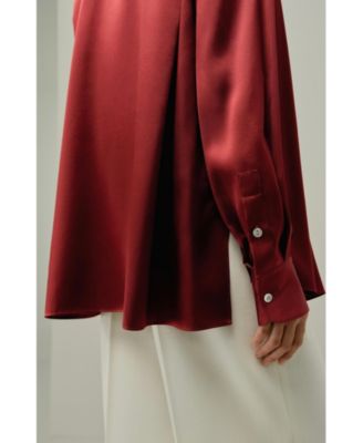 Women's Scarlet Oversize Silk Shirt