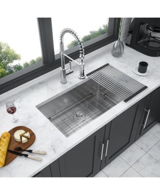 huluwat 33x19x10inch Undermount Kitchen Sink Single Bowl Stainless Steel 16 Gauge Deep Basin