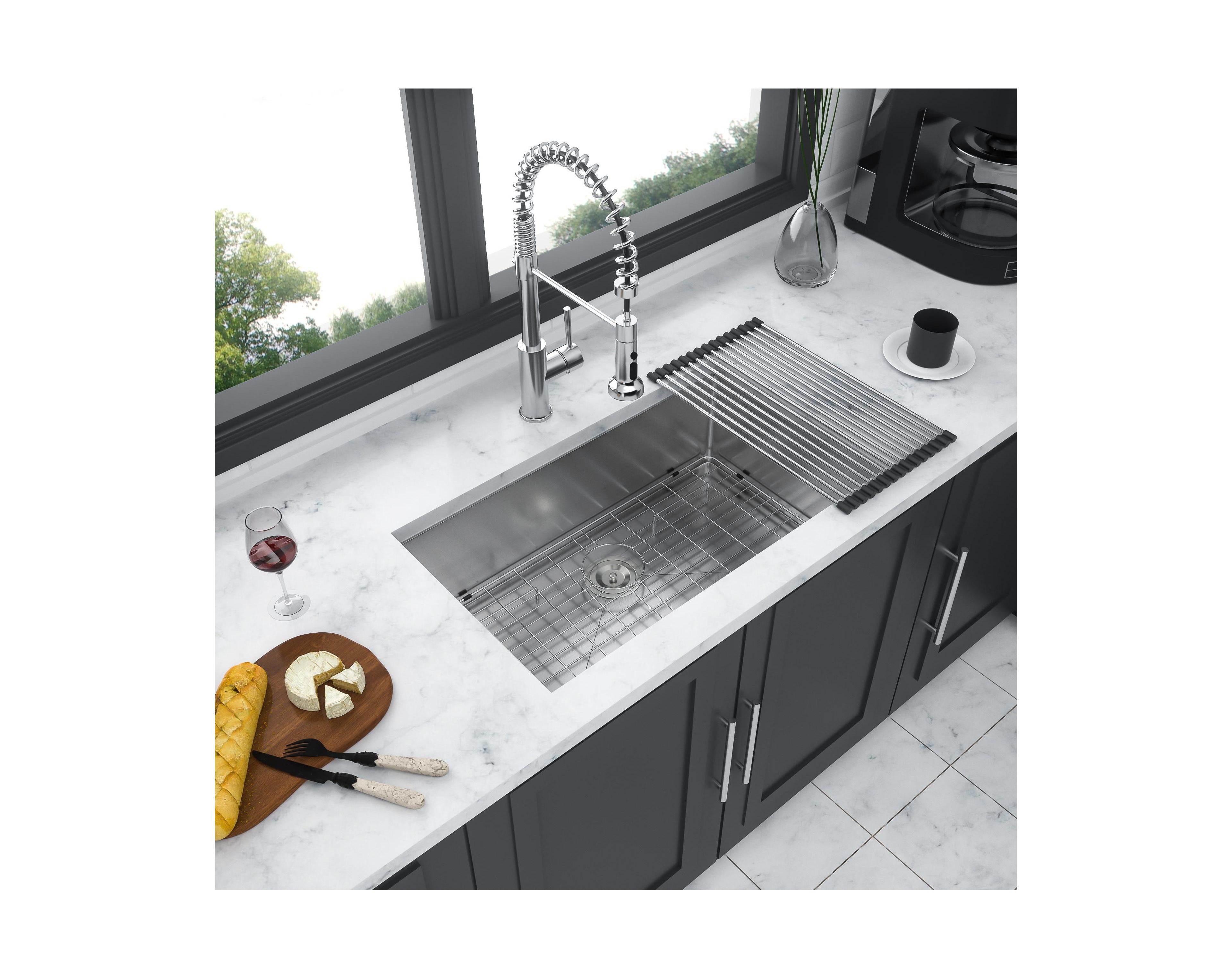 huluwat 33x19x10inch Undermount Kitchen Sink Single Bowl Stainless Steel 16 Gauge Deep Basin