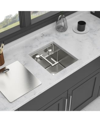 15x17x9inch Undermount Bar Sink with Folding Faucet Single Bowl 16 Gauge Stainless Steel