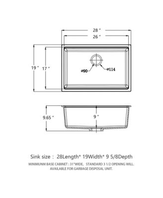 huluwat 28x19x9.65inch White Quartz Composite Kitchen Sink Undermount Workstation