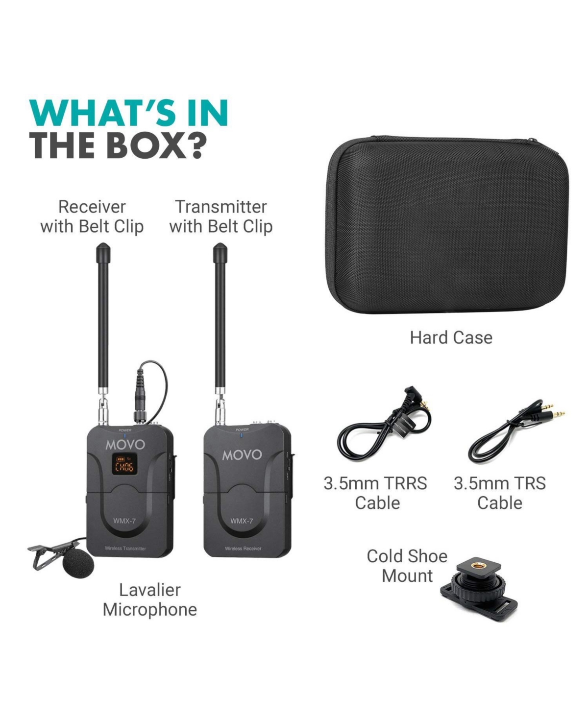 Movo Wmx-7 Vhf 12-Channel Wireless Lavalier Microphone System Compatible with Dslr Cameras, Camcorders, Smartphones