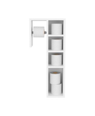 Ranch, Toilet Paper Holder with 3 Open Shelves, Compact Bathroom Organizer,White