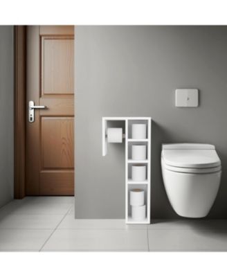 Ranch, Toilet Paper Holder with 3 Open Shelves, Compact Bathroom Organizer,White