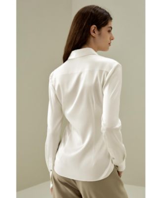 Women's Elegant Silhouette Silk Shirt