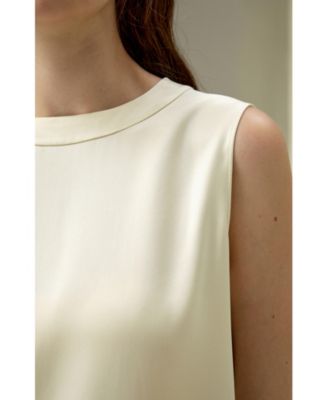 Women's Sleeveless Round Neck Silk Top