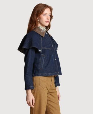 Women's Denim Cape Spread Collar Jacket