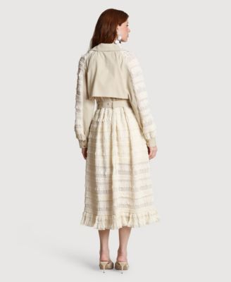 Women's Spread Collar Tulle Trench Coat