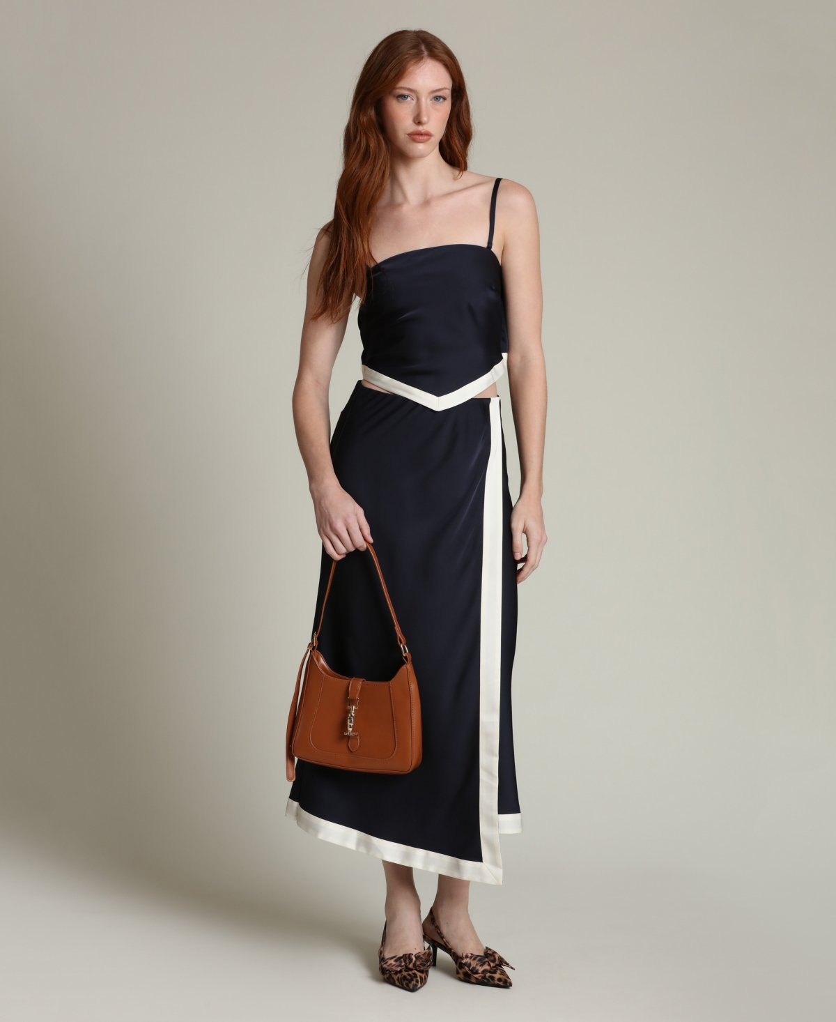 Avec Les Filles Women's Asymmetrical Wrap Midi Skirt