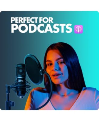 2-Pack Universal Cardioid Podcasting Microphone Bundle with Tabletop Mic Stand and Pop Filter for XLR Outputs