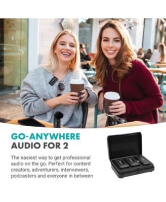 WMX-2-C-DUO Dual Wireless Lavalier Microphone System with Charging Case for iPhone 15 and up