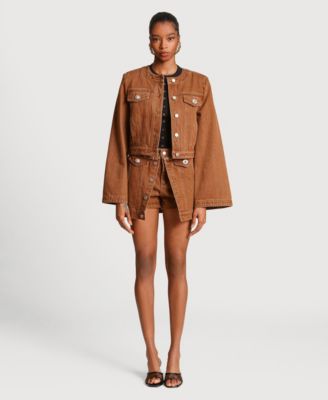 Women's Crop Trucker Crew Neck Jacket