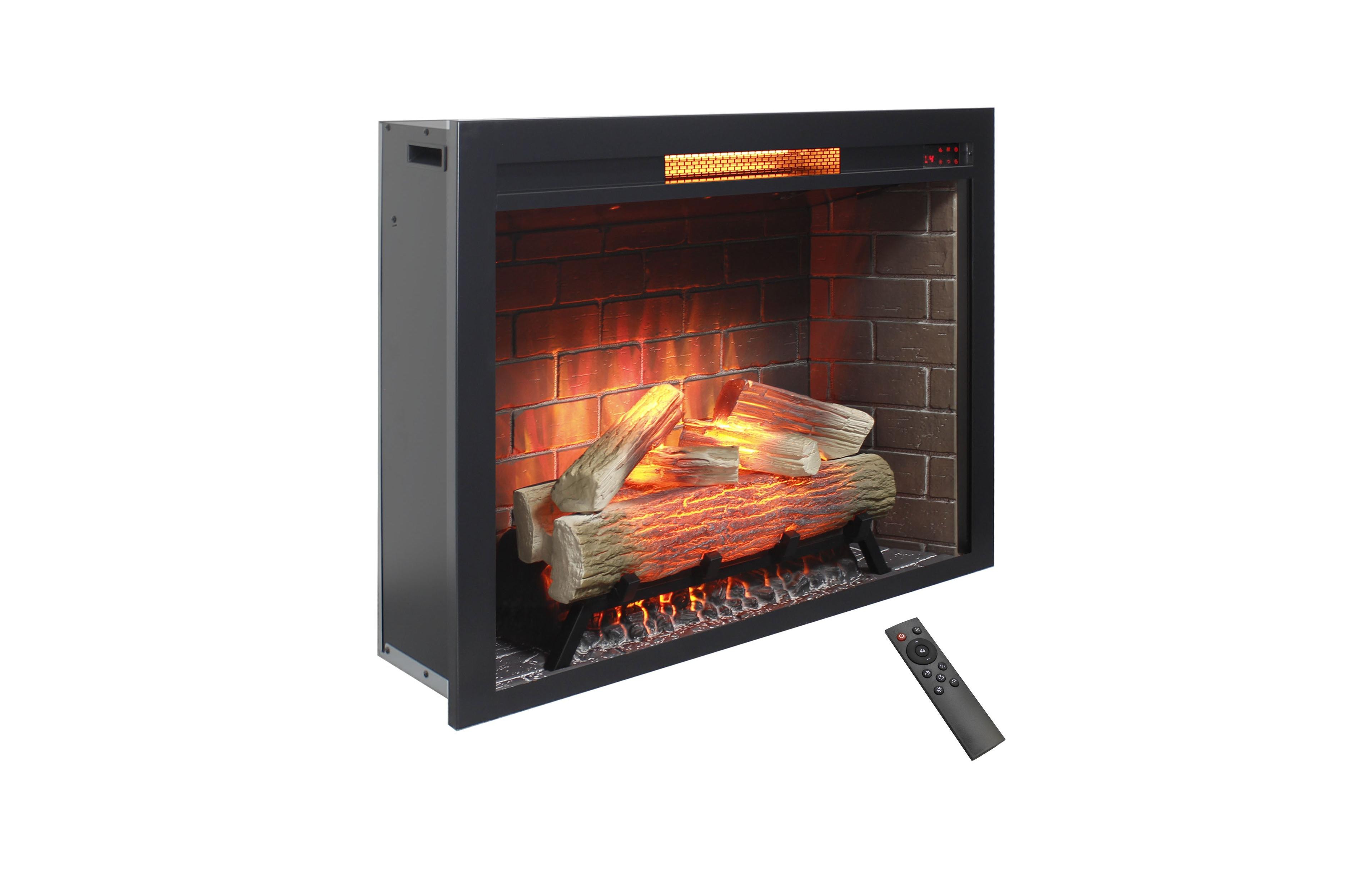 Clihome 33 inch Infrared Electric Fireplace Insert, Touch Panel Home Decor Heater,Smokeless Firebox .With fixed Trim Kit .With Crackling Sound
