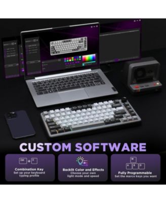 B75 Mechanical Keyboard,75% Layout with Knob,Hot Swappable RGB Backlit Gasket Mounted,Creamy Typing,Double-Shot PBT Keycaps,Cherry Profile