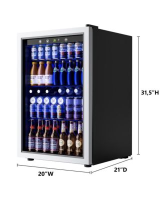 20-in 150-Can Capacity Sliver Freestanding Beverage Refrigerator with Reversible Door and Adjustable Shelves