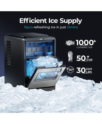 Per day Countertop or Portable Black Crescent Ice Maker with 1.9L Water Tank and 2.2Lbs Ice Basket