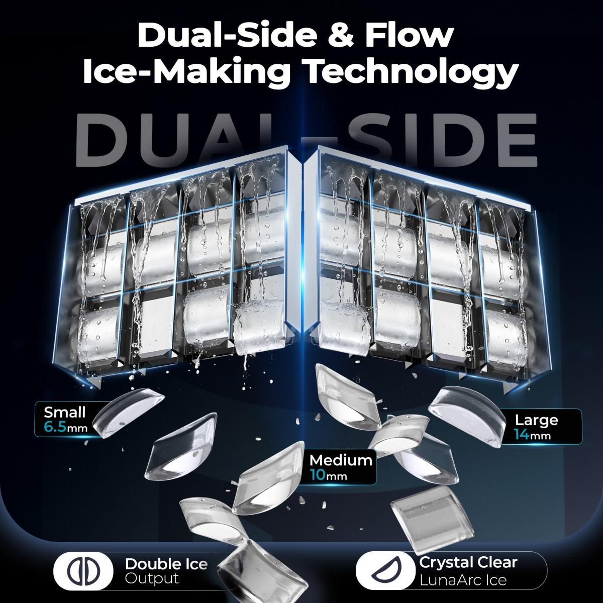 Euhomy Per day Countertop or Portable Black Crescent Ice Maker with 1.9L Water Tank and 2.2Lbs Ice Basket