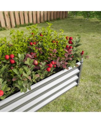 Metal Raised Garden Bed Rectangle Raised Planter 4ft L x 2ft W x 1ft H for Flowers Vegetables Herb Silver