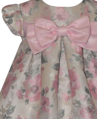 Girls' 2T-6X Short-Sleeve Floral Jacquard Round Neck Party Dress