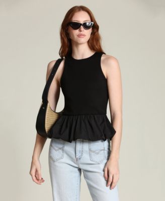 Women's Peplum Crew Neck Tank Top