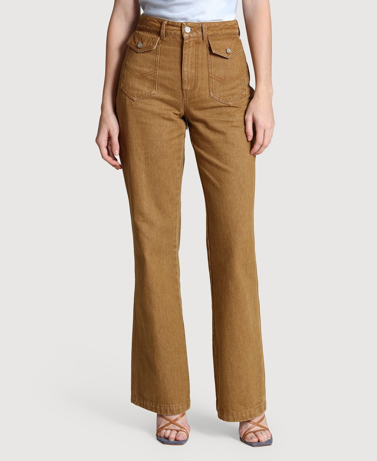 Avec Les Filles Women's Flare Leg Patch Pocket Jeans view 1 — MAYCSS fashion products