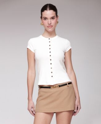 Women's Button-Front Crewneck Top