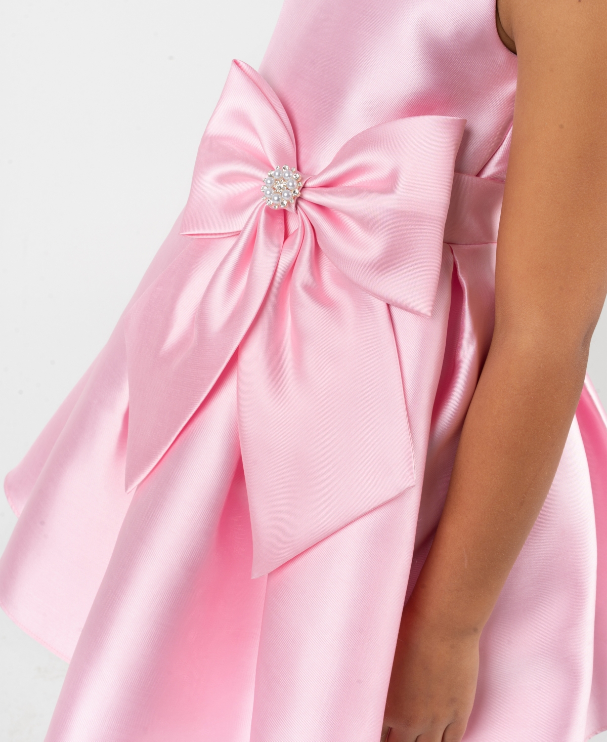 Rare Editions Girls' 2T-6X Mikado Bow Waist Round Neck Dress