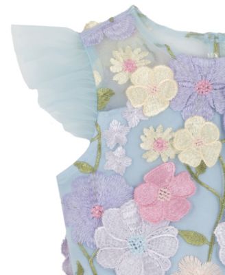 Girls' 2T-6X Floral Embroidered Mesh Illusion Dress