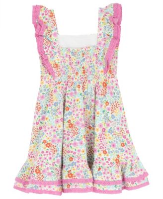 Girls' 2T-6X Knit Print Square Neck Dress