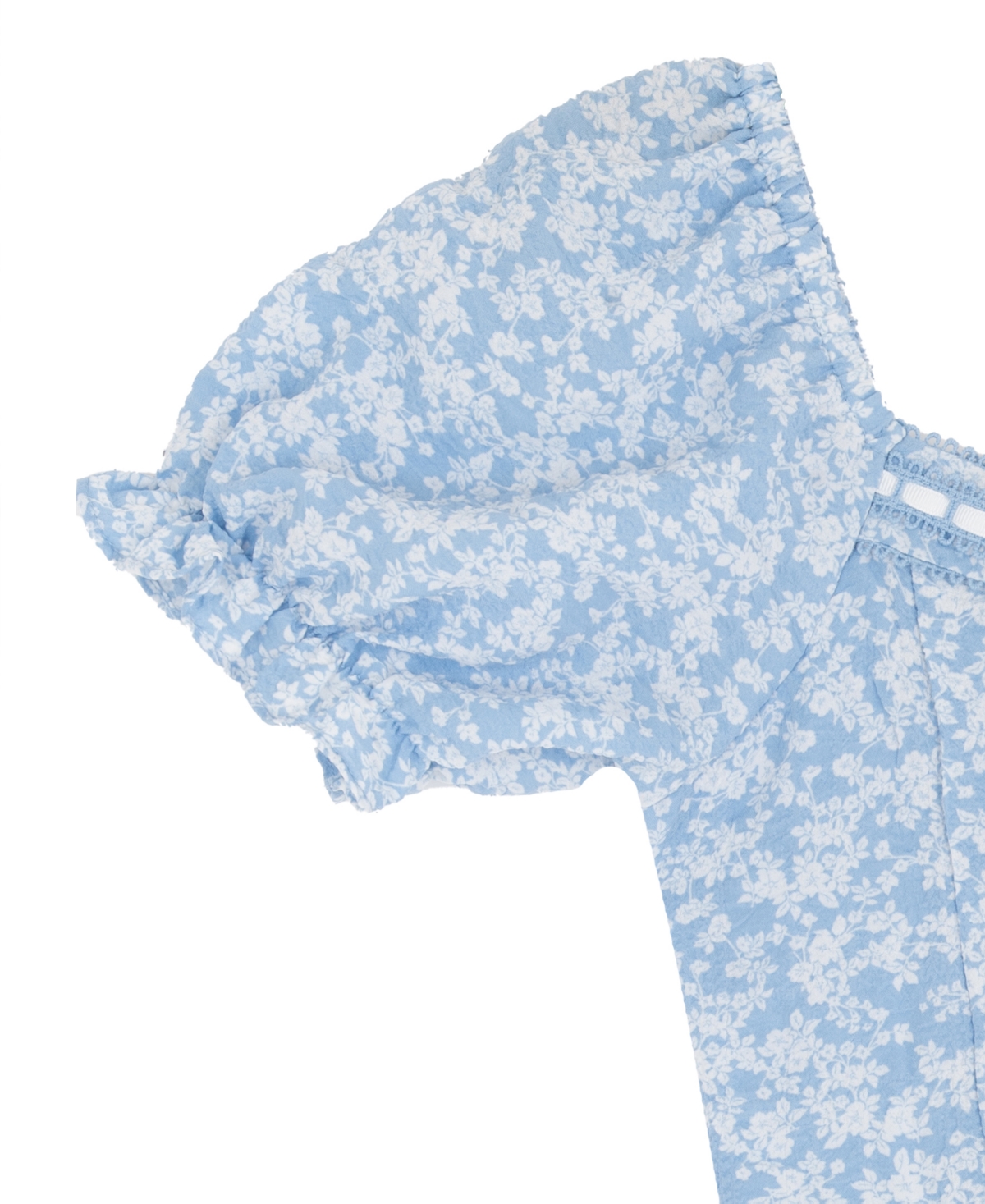 Rare Editions Girls' 7-16 Textured Floral Sweetheart Neck Romper