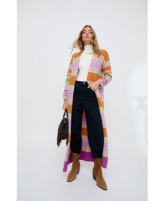 Women's Blondie Long Line Rugby Stripe Cardigan