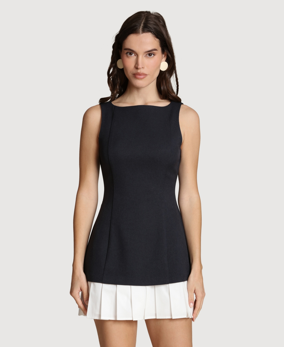 Avec Les Filles Women's Boat Neck Mini Dress