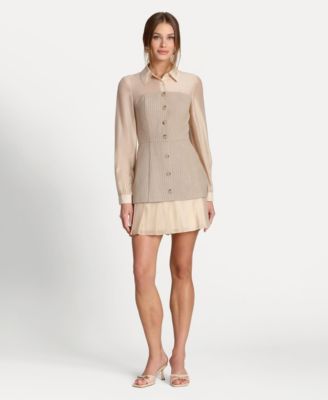 Women's Twofer Collared Neck Short Dress