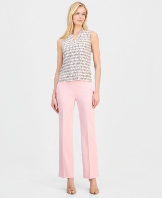 Women's Triple-Pleat V-Neck Sleeveless Top