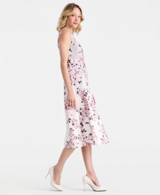 Women's Floral Print Fit & Flare Midi Dress