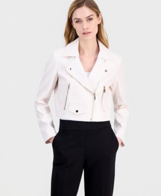 Women's Faux Leather Cropped Moto Jacket