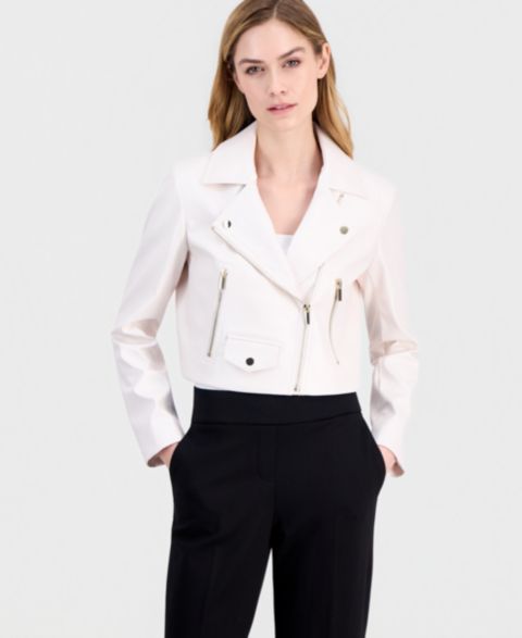 Женские куртки Anne Klein Faux Leather Cropped Moto Jacket