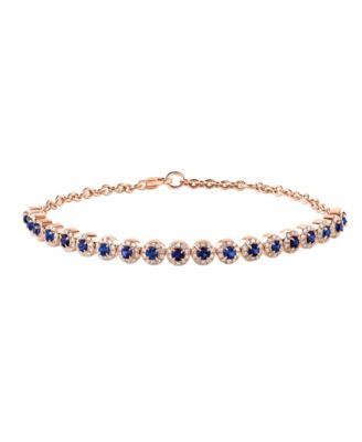 Blue Sapphire (1.12 ct. t.w.) and Diamond (0.56 ct. t.w.) Bracelet in 14k Rose Gold