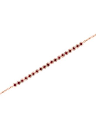 Ruby (1.24 ct. t.w.) and Diamond (0.56 ct. t.w.) Bracelet in 14k Rose Gold (Also Available in Emerald)