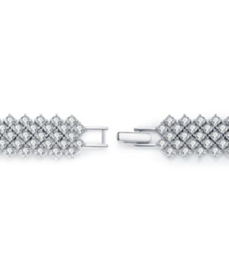 Sparkling Sterling Silver 4-Row Clear Cubic Zirconia Tennis Bracelet