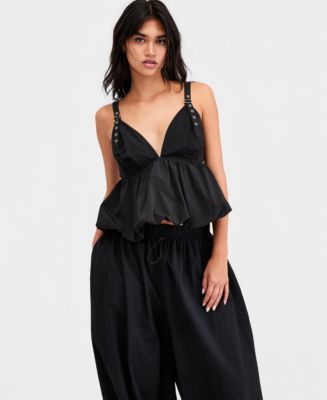 Bar III Women's Nylon Peplum Bubble Top, Macy's Exclusive - Macy's
