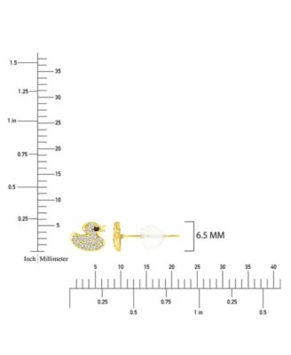 Micropave 14k Yellow Gold Baby Duck Stud Earrings